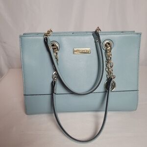 Anne Klein Coast Is Clear Ice Baby Blue Shoulder Bag Gold Hardware